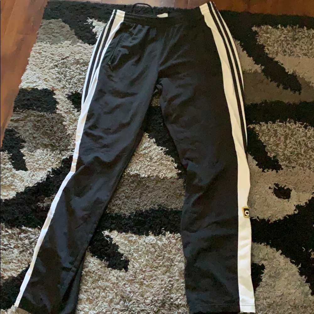 adidas black white snap track pants